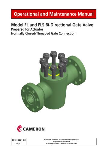 كتيب بعنوان Model FL and FLS Bi-Directional Gate Valve  M_f_l_10