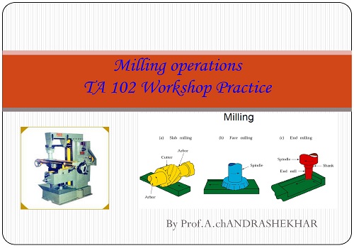 محاضرة بعنوان Milling Operations - TA 102 Workshop Practice  M_o_w_10