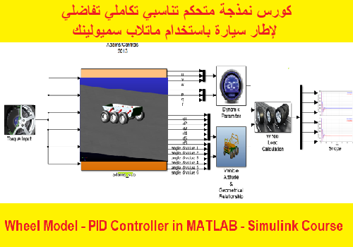 كورس نمذجة متحكم تناسبي تكاملي تفاضلي لإطار سيارة باستخدام ماتلاب سميولينك - Wheel Model - PID Controller in MATLAB - Simulink Course M_u_w_11