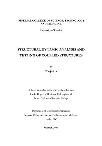 رسالة دكتوراه بعنوان Structural Dynamic Analysis and Testing of Coupled Structures  S_d_a_12