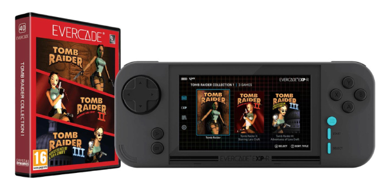 Pack Console portable rétrogaming Evercade EXP-R + La trilogie Tomb Raider 2386