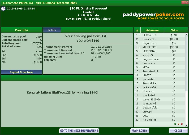 Small field win on Paddy Power Poker Ppp_pl10