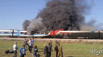 إصابة 50 إسرائيلياً في حادث احتراق قطار كان متجهاً إلى تل أبيب 12935210