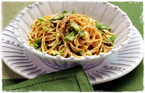 Carbonara di verdure e spaghetti integrali Carbon13