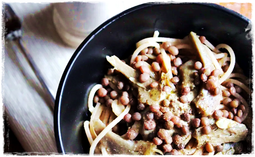 Spaghetti di farro con carciofi e lenticchie Immag123