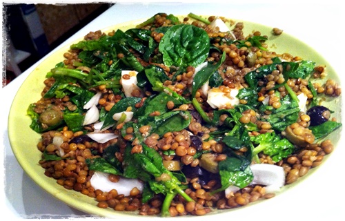 Insalata di riso e lenticchie con pinoli e spinaci Insala53