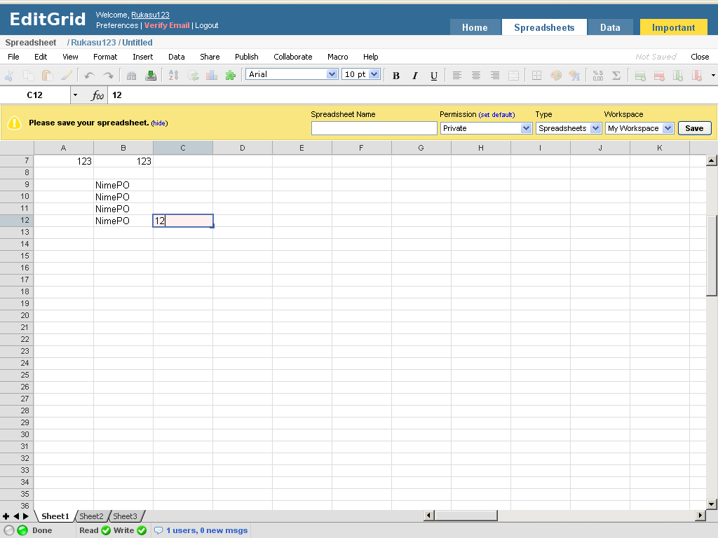 Edit Grid : Excel Online 210