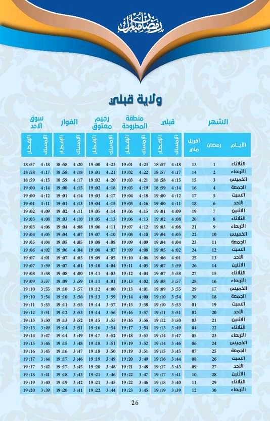 إمساكية شهر رمضان 1442 هجري/2021 م للمدن التونسية  - صفحة 3 072410