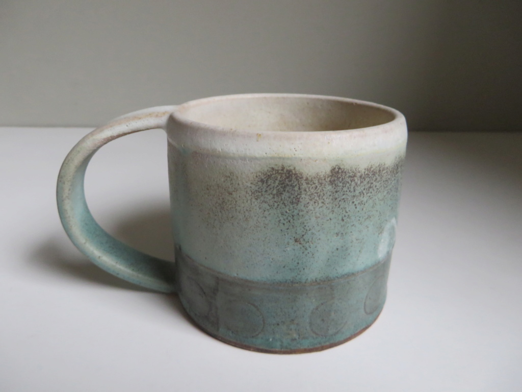 Small stoneware mug, incised geometric pattern. M or NN mark? Img_1313