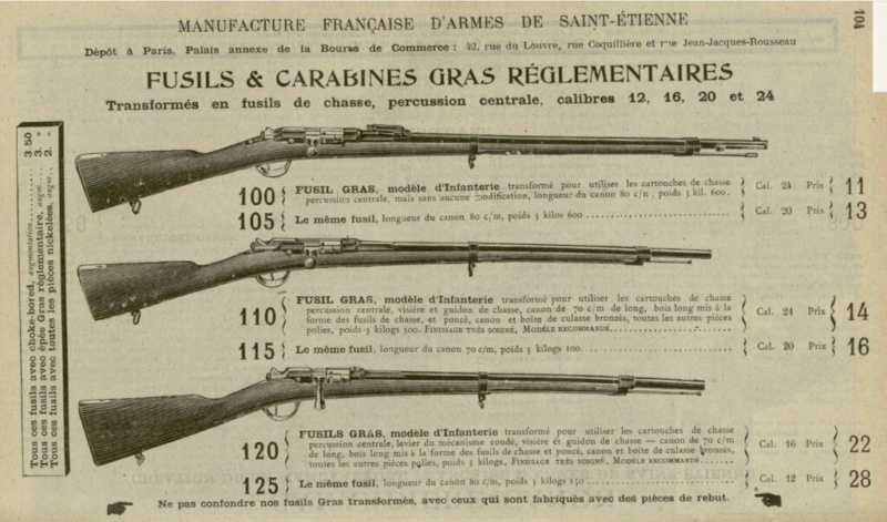 Fusil chassepot 1866-74 Gras, rechambré chasse 14mm Catalo10