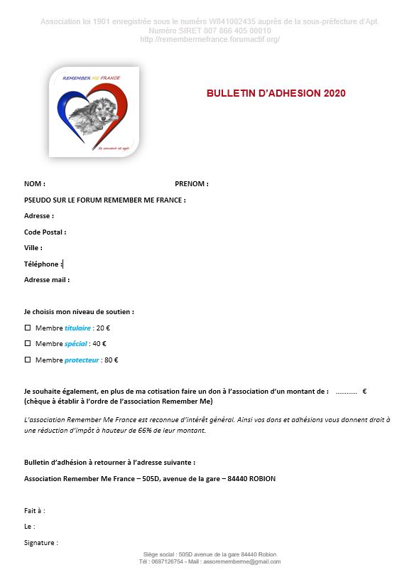 Bulletin d'adhésion 2020 Bullet12