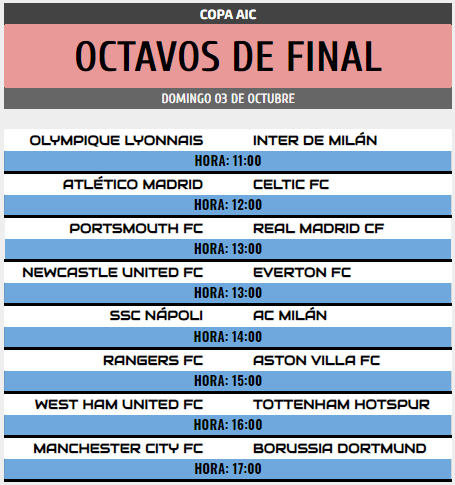 [AICv28] Horarios J6 de Ligas 1D, 2D, 3D & 4D // Octavos de Final de Copa AIC // J1 & J2 de Liga HF POD Copa_a47