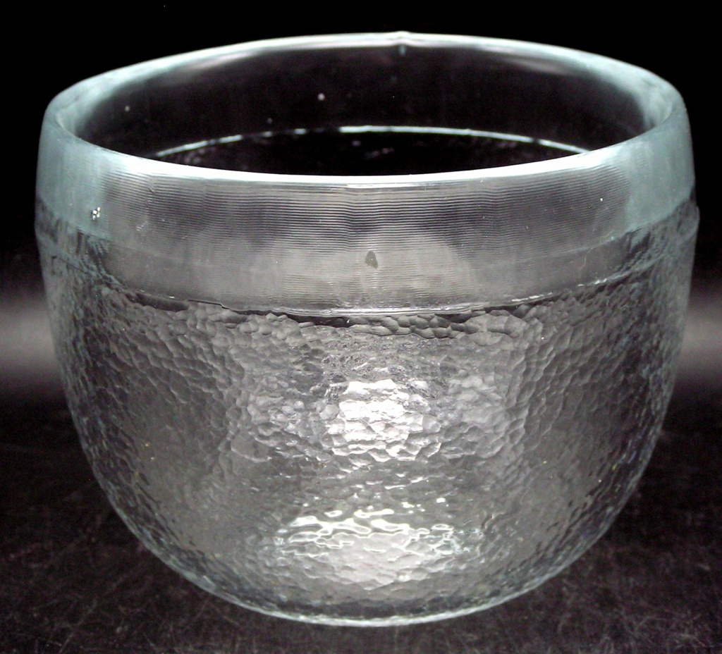 Heavy Glass bowls w leather/hammered look surface Image012