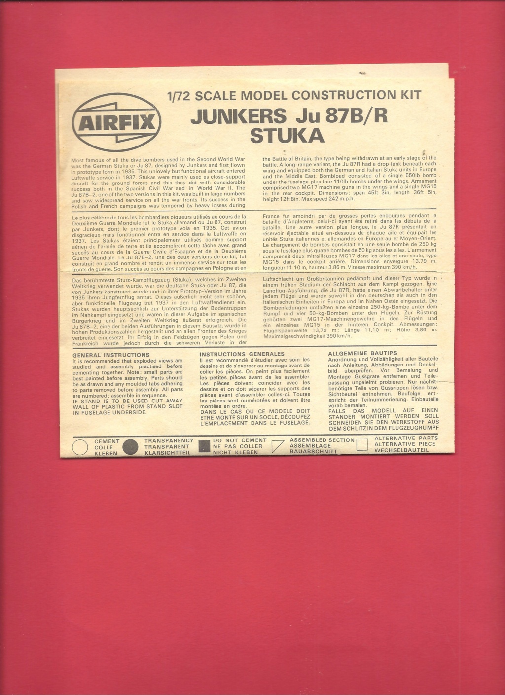[AIRFIX] JUNKERS Ju 87 B/R STUKA 1/72ème Réf 03030 Notice Airf2220