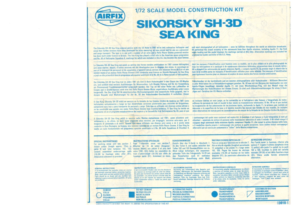 [AIRFIX] SIKORSKY SH 3D SEA KING 1/72ème Réf 03010 Notice Airf2247