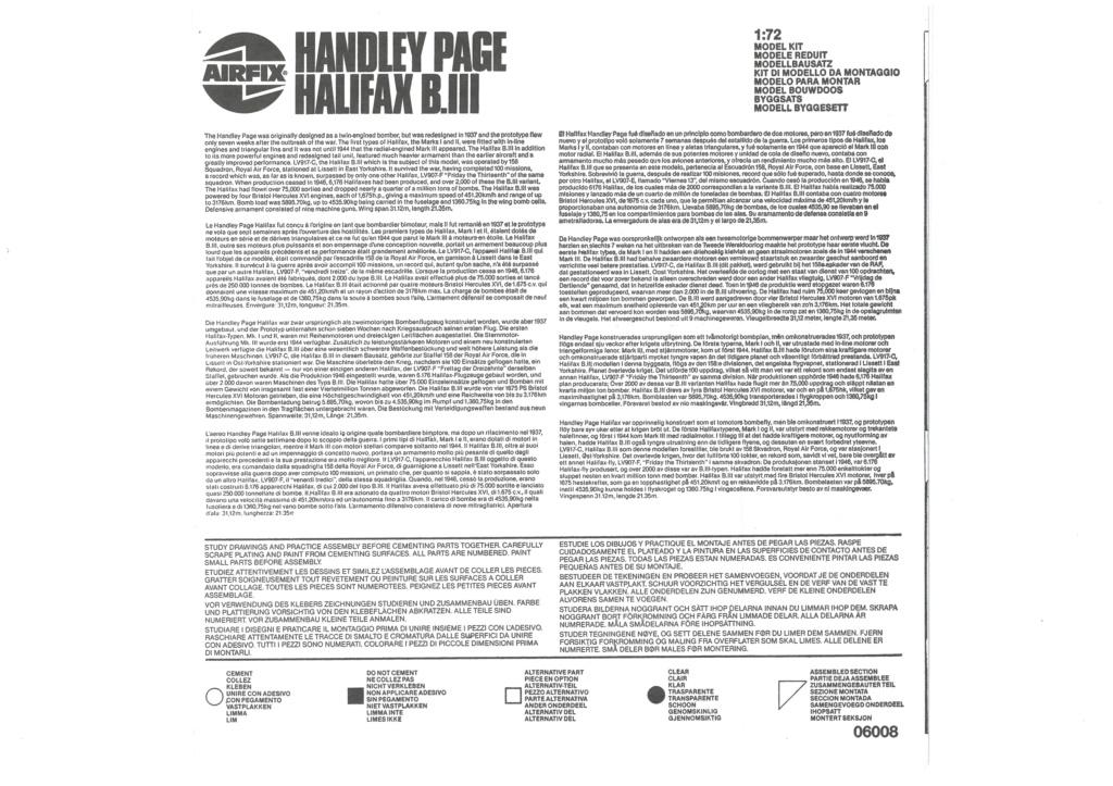 [AIRFIX] HANDLEY PAGE HALIFAX B III 1/72ème Réf 06008 Notice Airfi273