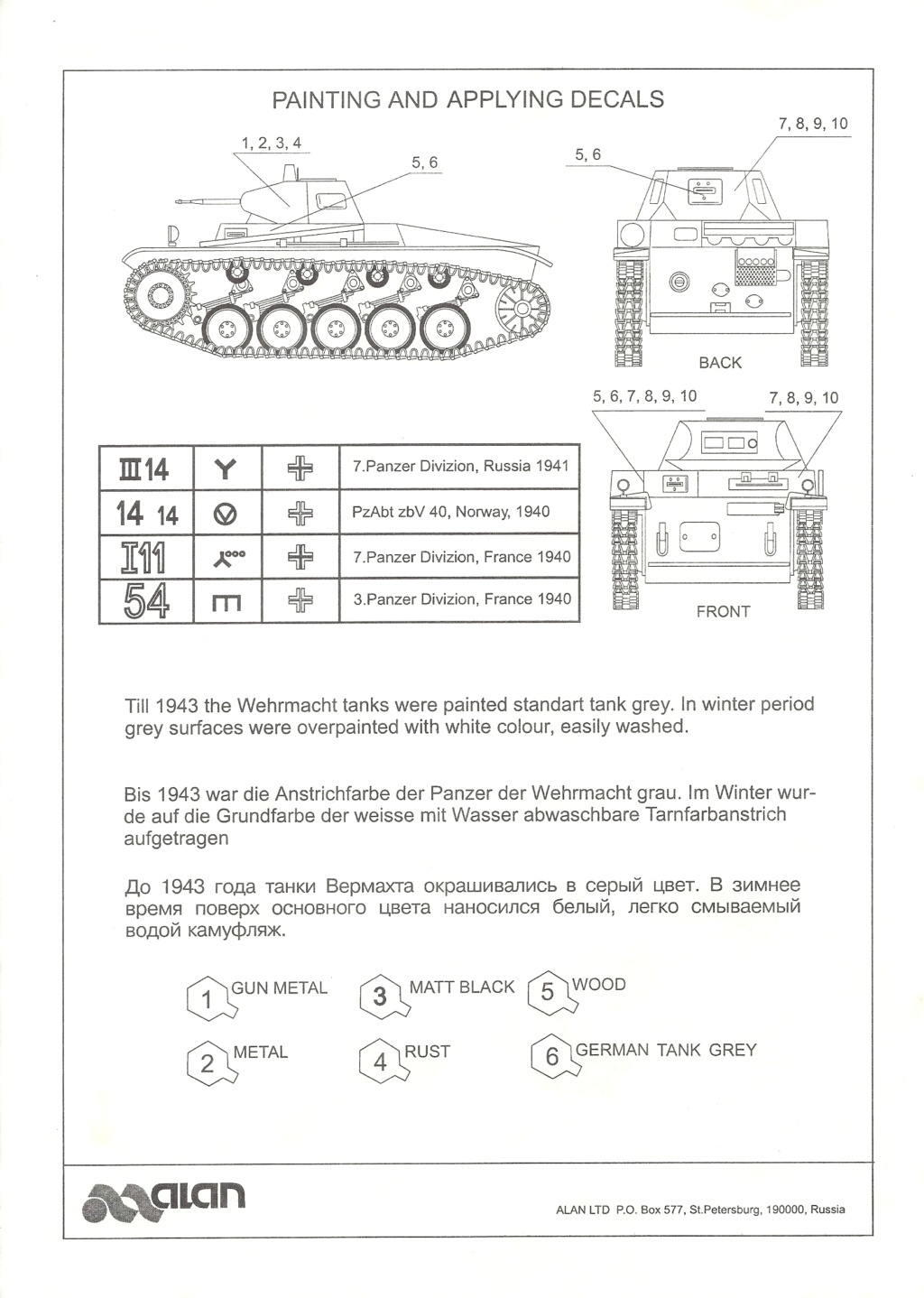 [ALAN] Char PANZER II Ausf.C 1/35ème Réf 004 Notice Alan_c51