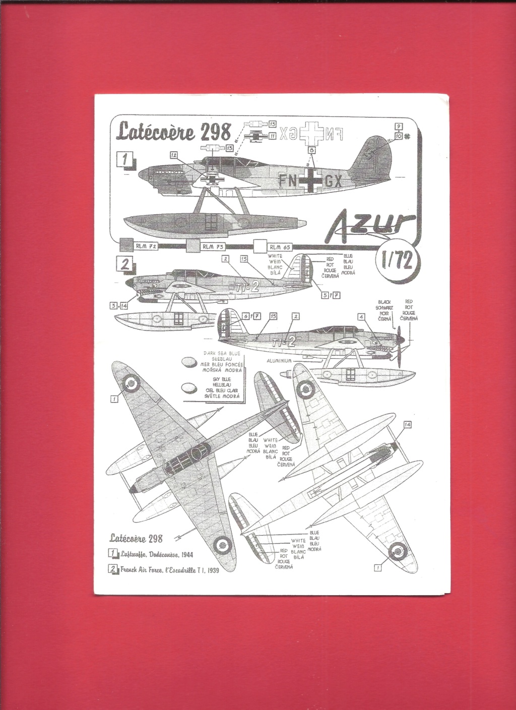 [AZUR FRROM]  LATECOERE 298 1/72ème Réf A003 Notice Azur_l26