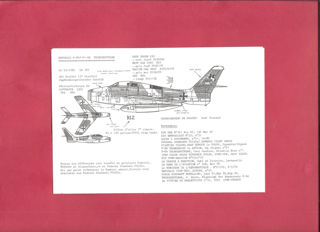 [CARPENA] Planche de décals REPUBLIC F 84 INTERNATIONAL 1ère partie 1/72ème Réf 72.26  Carpe109