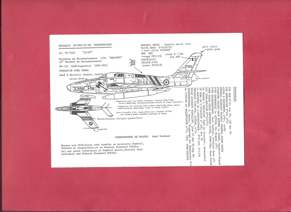 [CARPENA] Planche de décals REPUBLIC F 84 INTERNATIONAL 2ème partie 1/72ème Réf 72.27 Carpe113