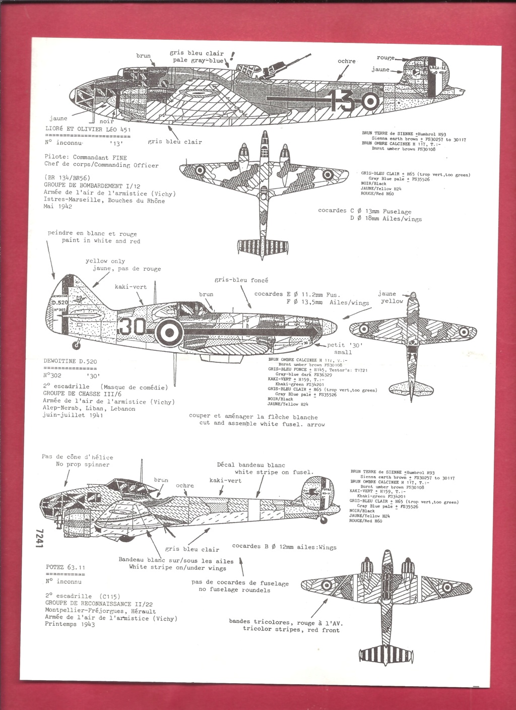 [CARPENA] Planche de décals VICHY Armée de l Air 2ème partie 1/72ème Réf 72.41  Carpe138