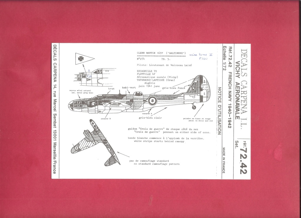[CARPENA] Planche de décals VICHY Aéronavale Réf 72.42 1/72ème Carpe141
