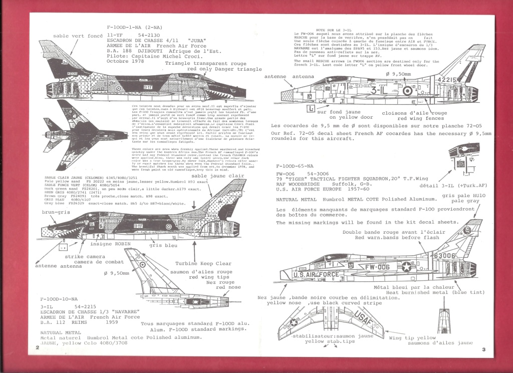 [CARPENA] Planche de décals NORTH AMERICAN F 100 1/72ème Réf 72.16 Carpe217
