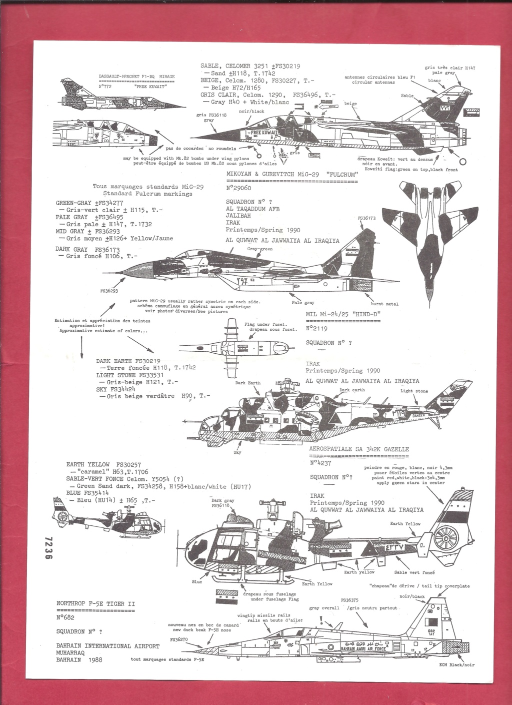 [CARPENA] Planche de décals GUERRE DU GOLF 1ère partie 1/72ème Réf 72.36  Carpe259