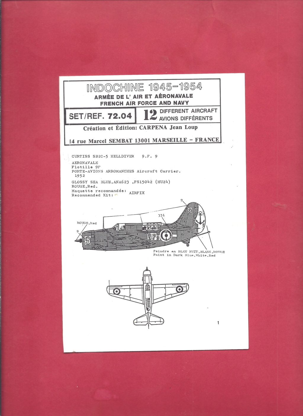 [CARPENA] Planche de décals  INDOCHINE 1945-1954 1/72ème Réf 72.04 Carpen25