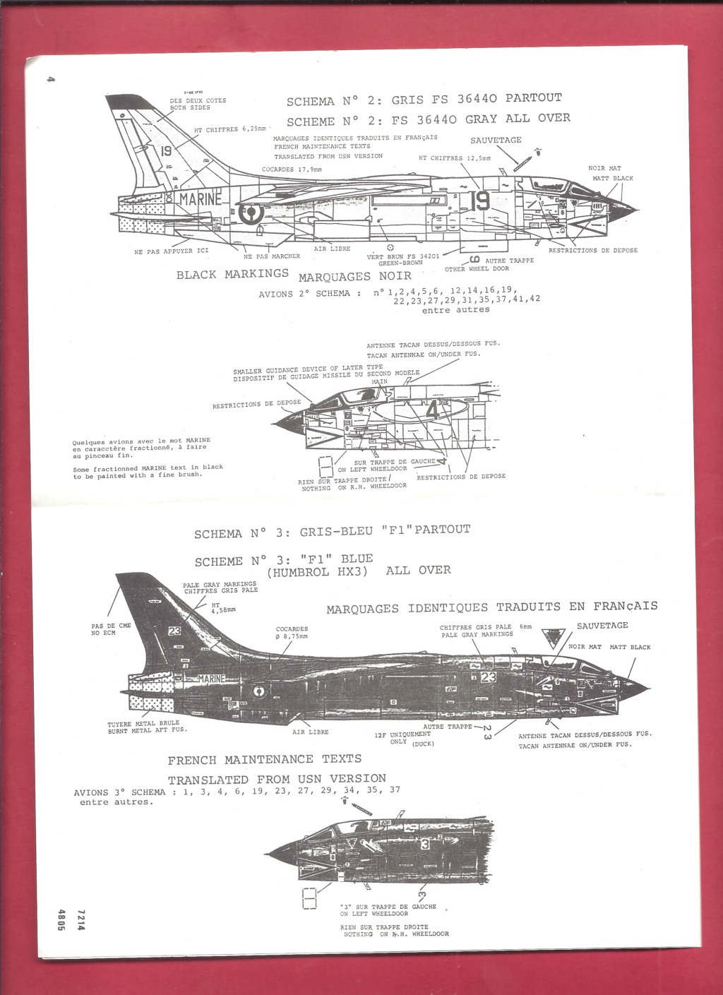 [CARPENA] Planche de décals LTV F8E (FN) CRUSADER 1964-1988 1/72ème Réf 72.14 Carpen58
