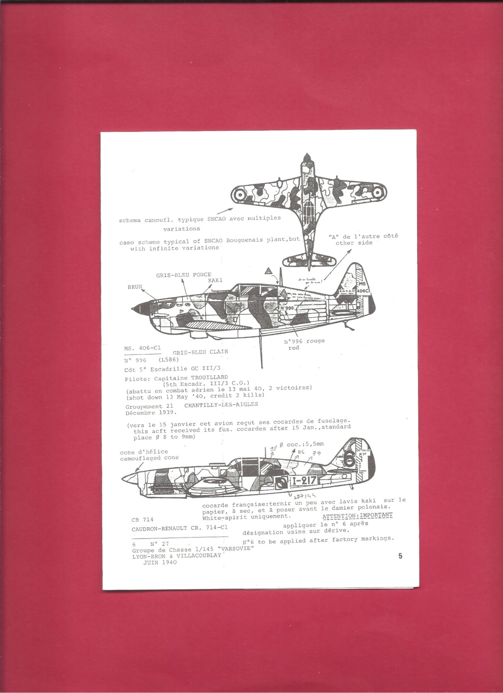 [CARPENA] Planche de décals Bataille de FRANCE 1939-1940 la chasse 1ère partie 1/72ème Réf 72.15 Carpen74