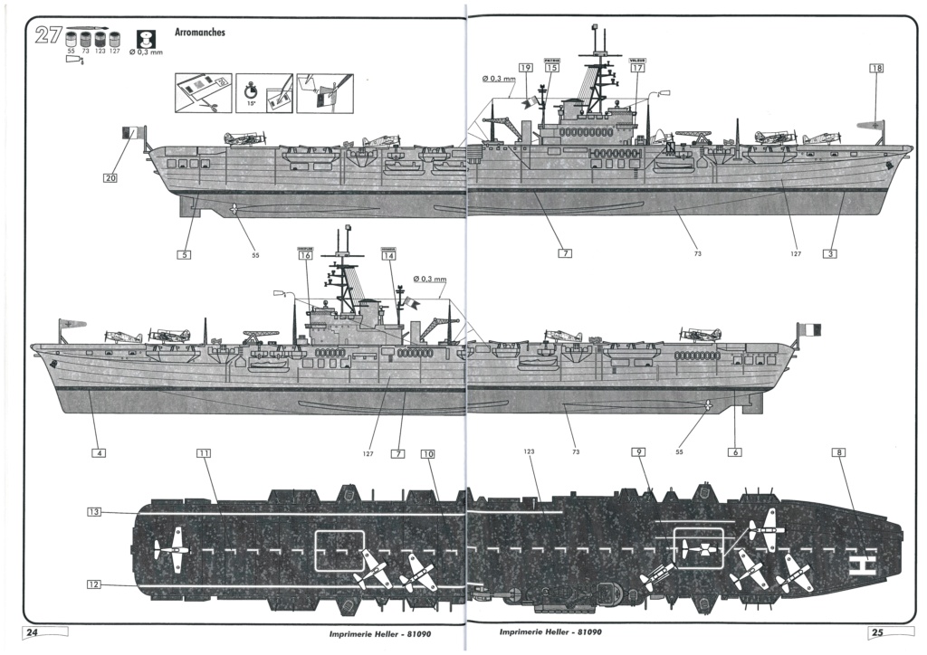 Porte-avions ARROMANCHES / HMS COLUSSUS  1/400ème Réf 81090 Notice Hell1926