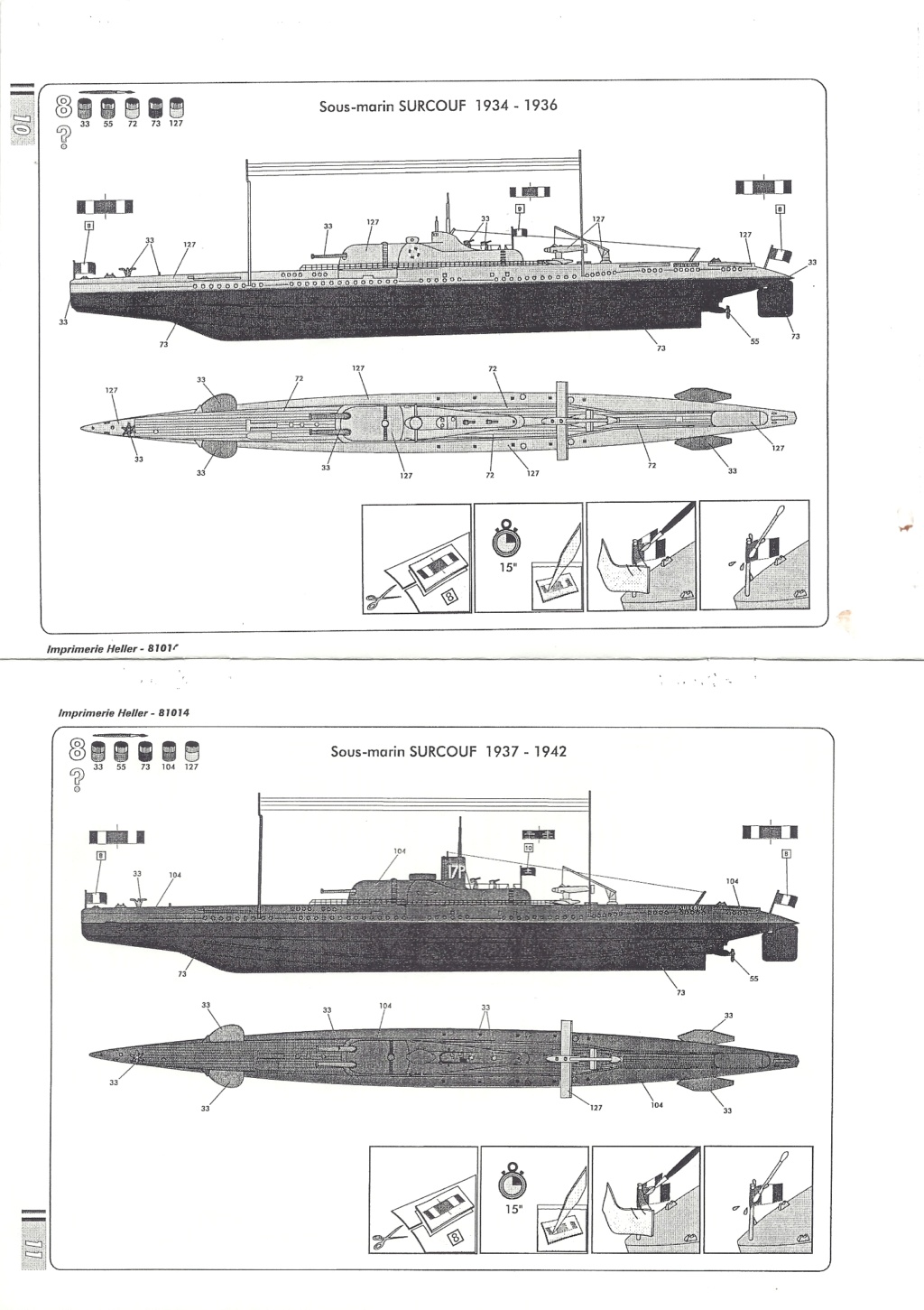 Croiseur sous marin SURCOUF 1/400ème Réf 81014 Notice Hell1933