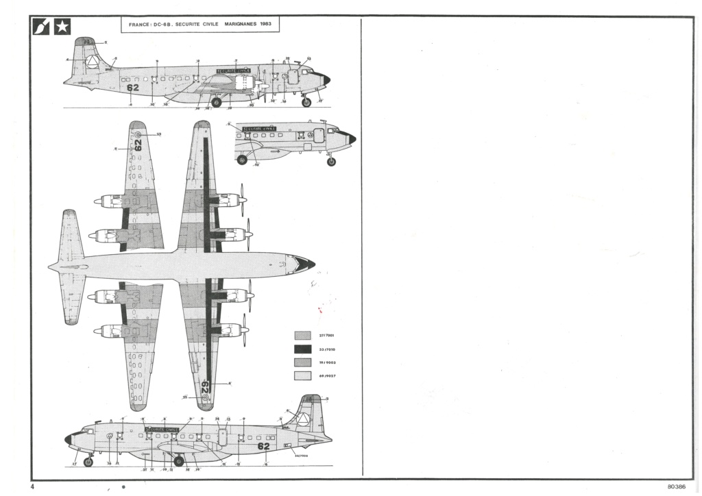 DOUGLAS DC 6B Sécurité civile 1/72ème Réf 80386 Notice  Hell2093