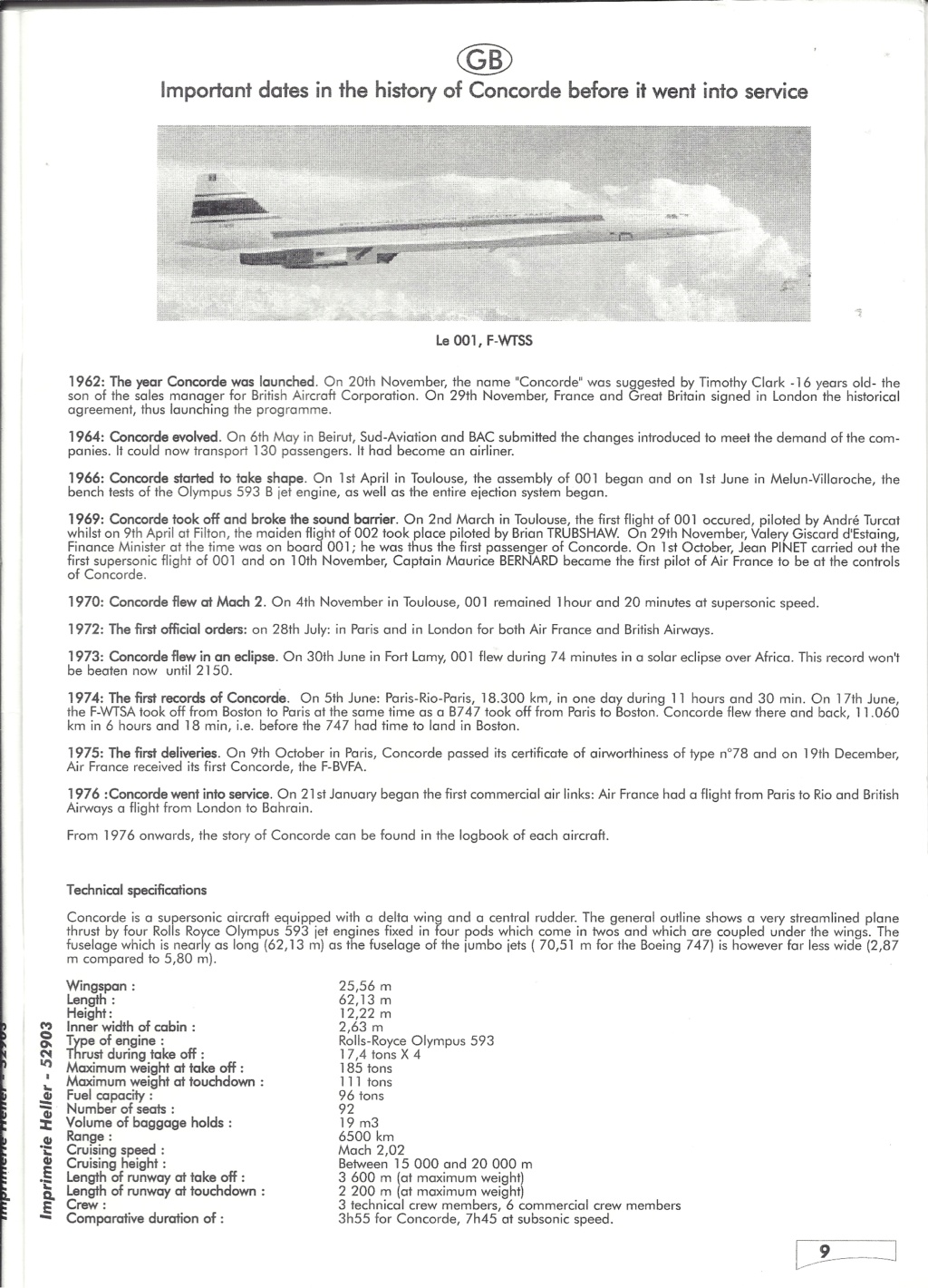 SUD AVIATION - BRITISH AIRCRAFT CORPORATION  CONCORDE 1/72ème Réf 52903 Notice Hell2259