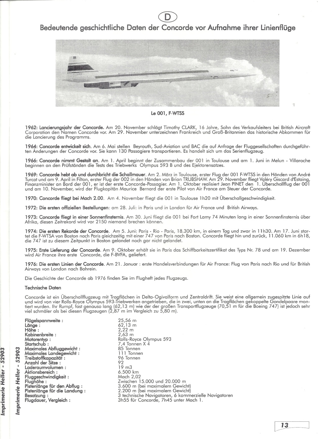 SUD AVIATION - BRITISH AIRCRAFT CORPORATION  CONCORDE 1/72ème Réf 52903 Notice Hell2263