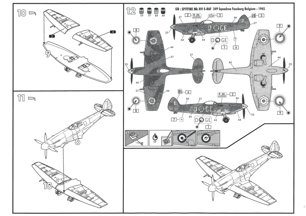 SUPERMARINE SPITFIRE Mk XVI 1/72ème Réf 60282 Notice Hell3870