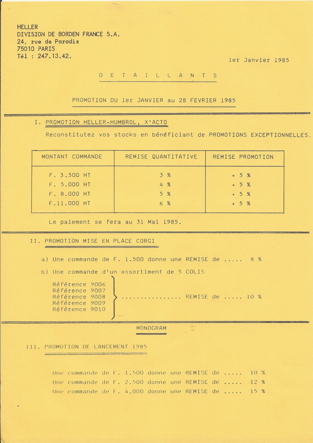 [1985] Pochette détaillant HELLER HUMBROL avec catalogues et tarif revendeur 1985  Hell3944