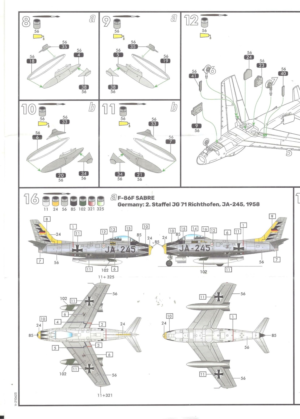 NORTH AMERICAN F 86 F SABRE / CANADAIR CL 13B SABRE VI 1/72ème Réf 80277 Notice Helle110