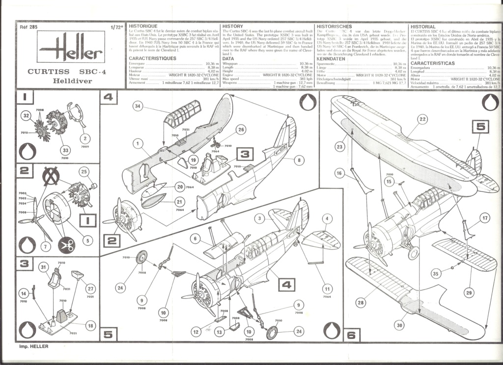 CURTISS SBC 4 HELLDIVER 1/72ème Réf 285 Notice Helle497