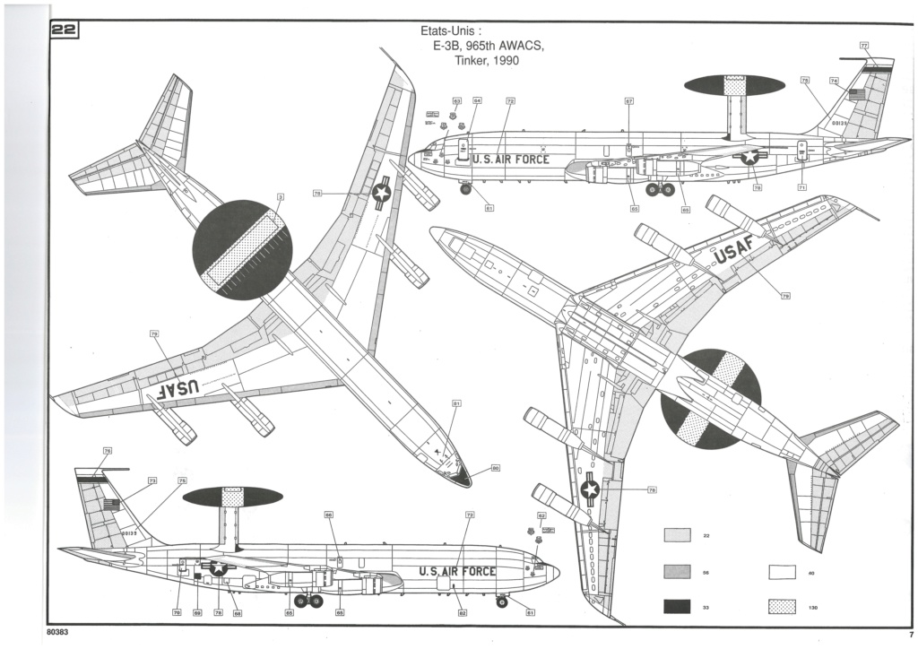 BOEING E 3B AWACS 1/72ème Réf 80383 Notice Helle708