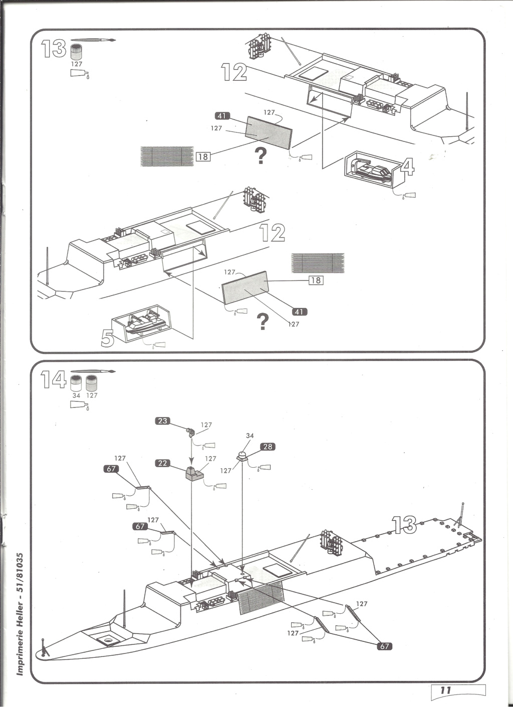 Frégate Légère Furtive FLF F710 La FAYETTE classe La FAYETTE 1/400ème Réf 81035 Notice Heller14