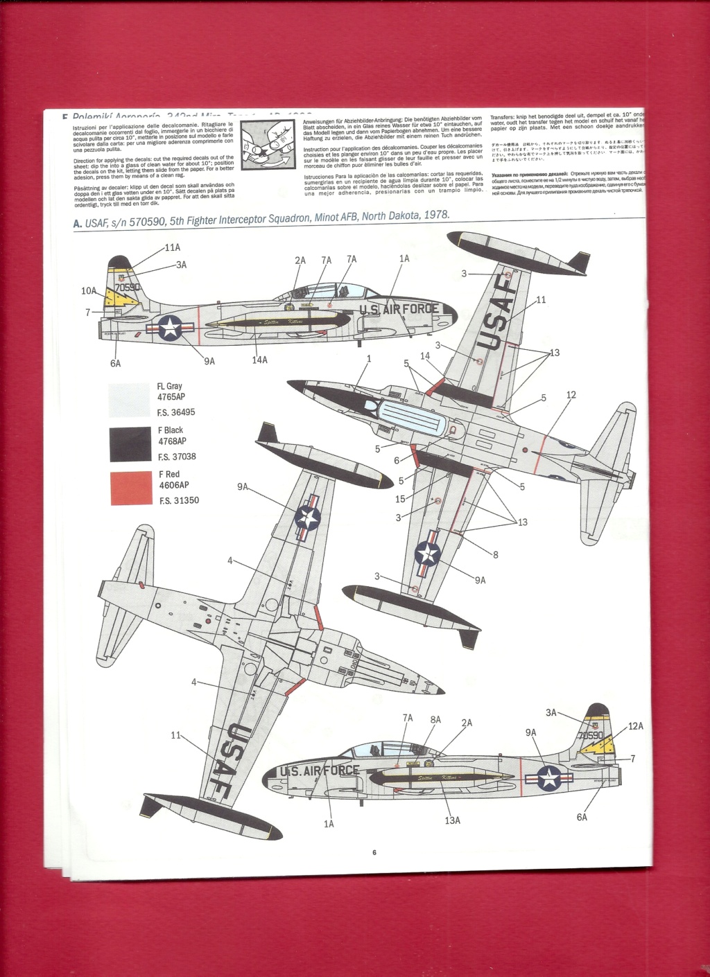 [ITALERI] LOCKHEED T 33 A SHOOTING STAR 1/72ème Réf 1444 Notice Ital1895