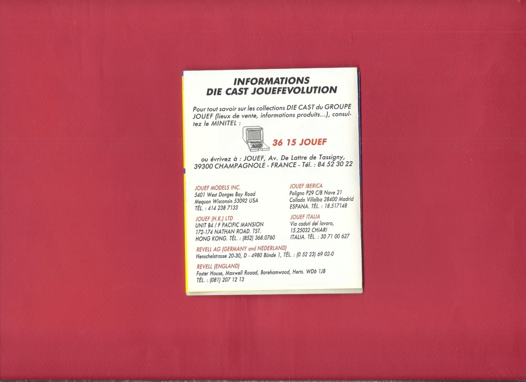 [JOUEF 1991] Mini catalogue JOUEFEVOLUTION & KYOSHO 1991  Joue1132