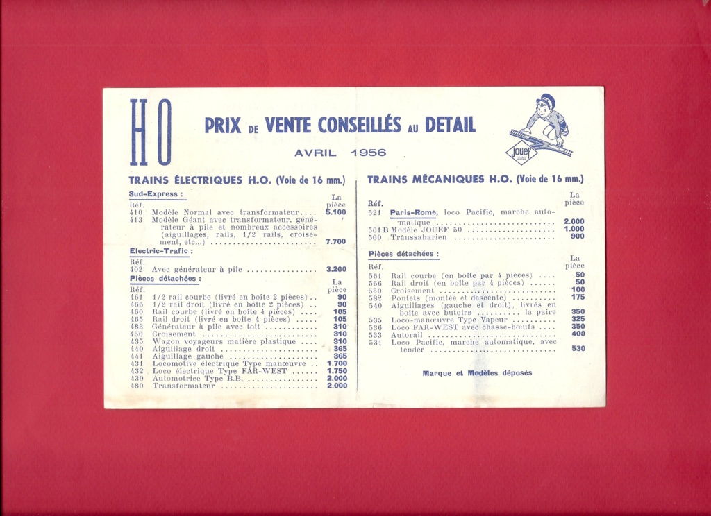 [JOUEF 1956] Catalogue et tarif clientèle1956 Jouef589
