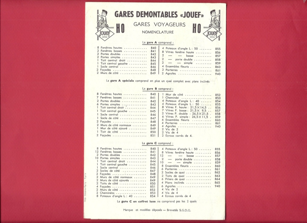 [JOUEF] Gares démontables nomenclature 1957 1/87ème Jouef729