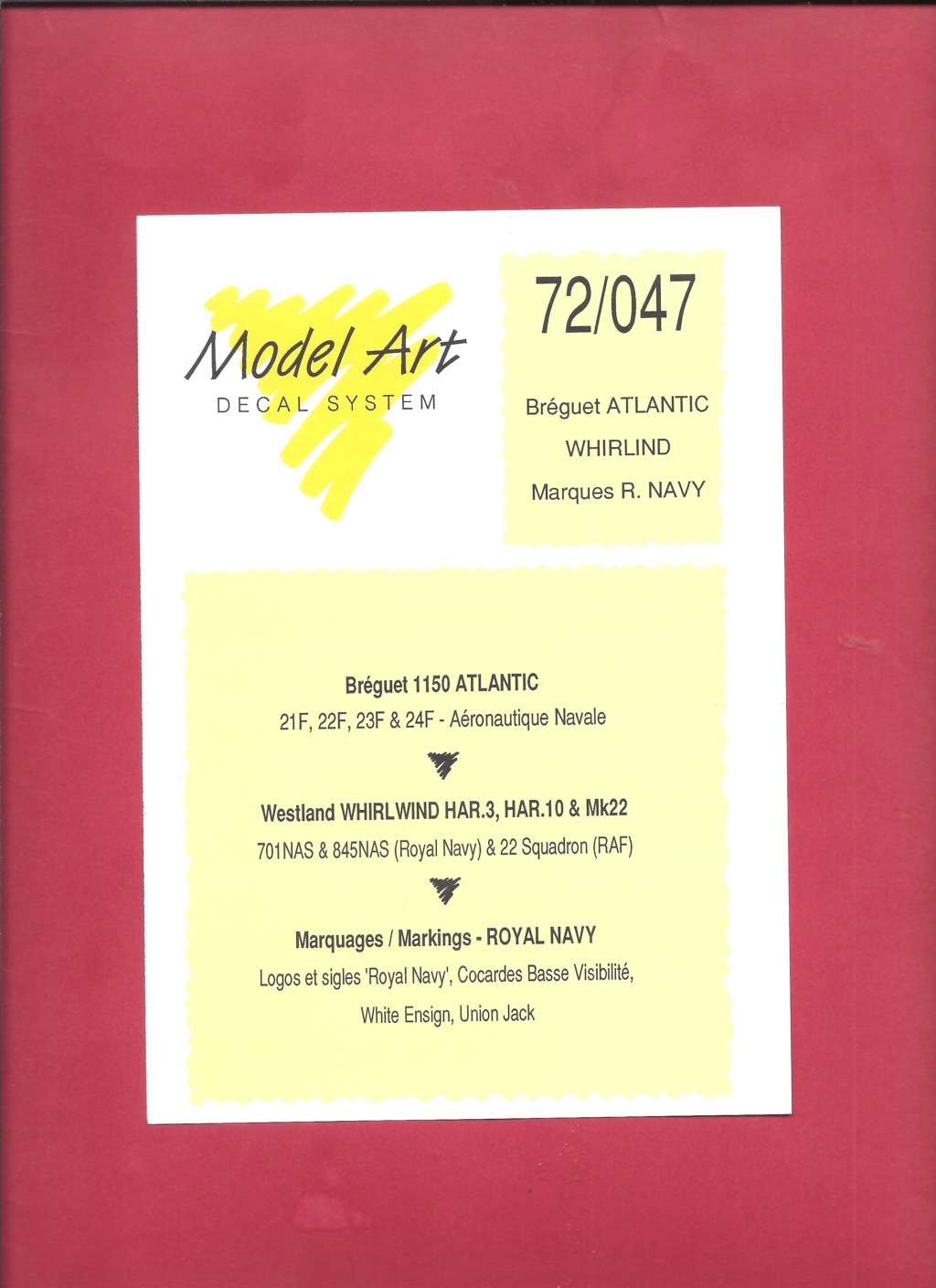 [MODEL ART] Planche de décals BREGUET Br 1150 ATLANTIC 1/72ème Réf 72-047 Model_20