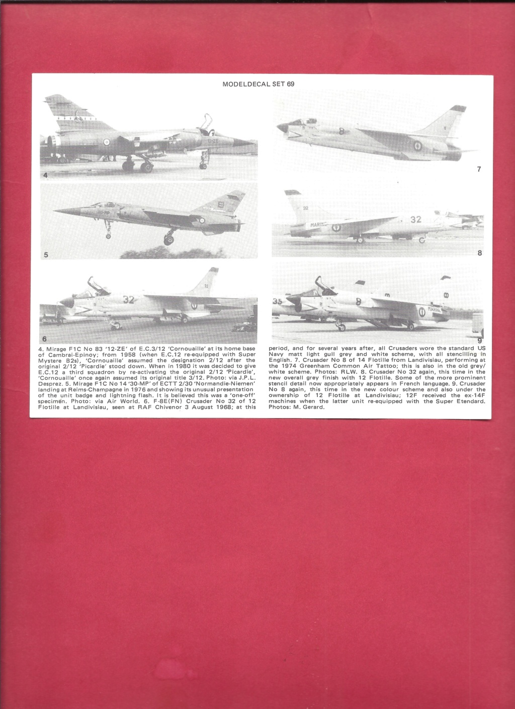 [MODELDECAL] Planche de décals F 100D/F SUPER SABRE, MIRAGE F 1C/B F 8E  & CRUSADER Réf 69 1/72ème Modeld19