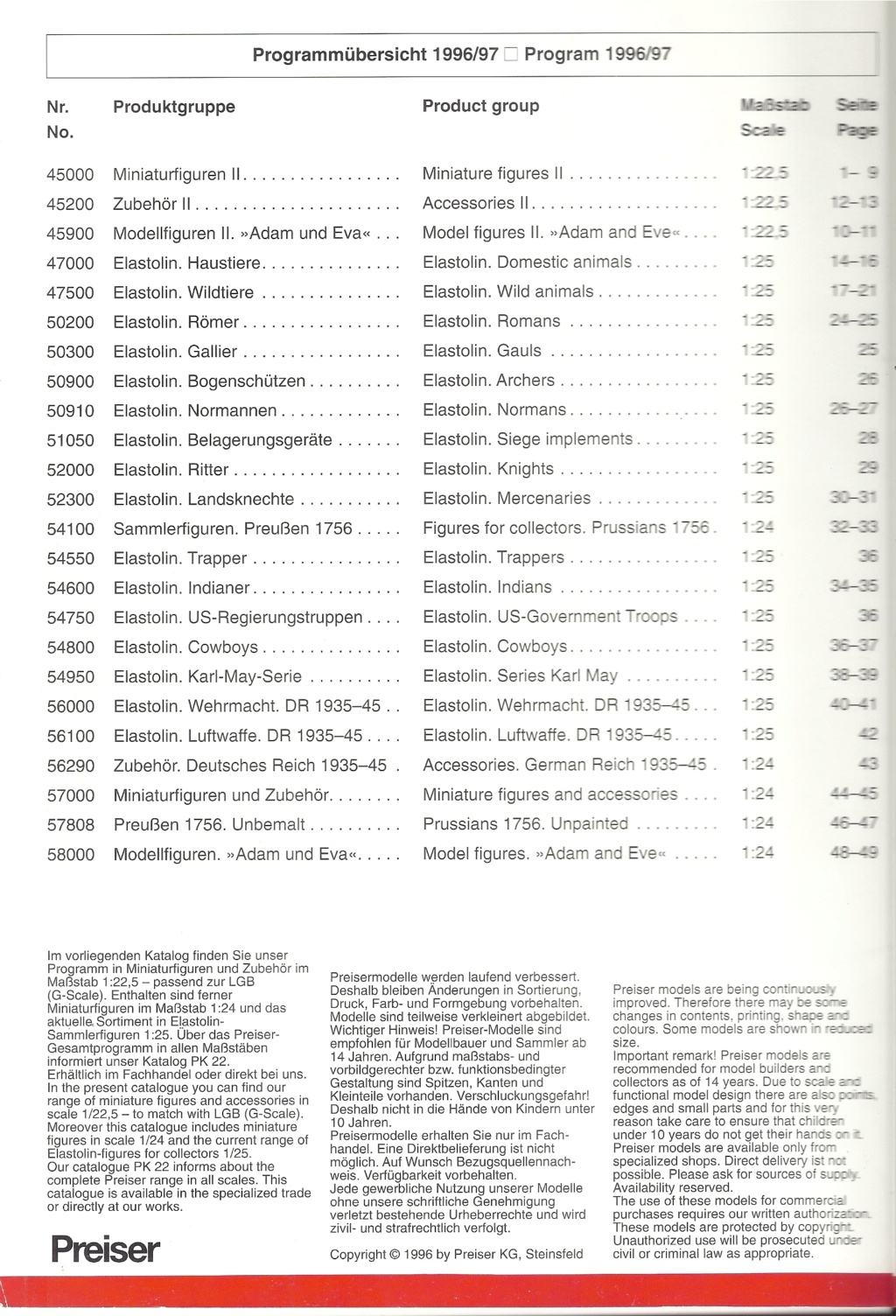 [PREISER 1996] Catalogue elastolin 1996 Preis139