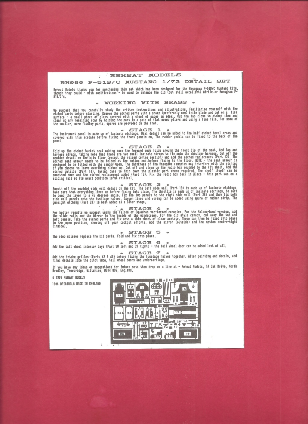 [REHEAT MODELS] Planche de photo-découpe NORTH AMERICAN P 51 B & C MUSTANG  Réf RH080 1/72ème Notice Reheat10